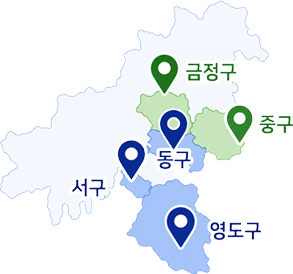 동구 서구 영도구 중구 금정구 지도